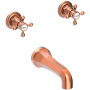 Newport Brass Astor Double Handle Wall Mounted Bathtub Faucet with Metal Cross Handles Antique Copper
