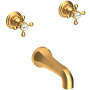 Newport Brass Astor Double Handle Wall Mounted Bathtub Faucet with Metal Cross Handles Satin Bronze (PVD)