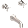 Newport Brass Astor Double Handle Wall Mounted Bathtub Faucet with Metal Cross Handles Satin Nickel