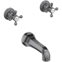 Newport Brass Astor Double Handle Wall Mounted Bathtub Faucet with Metal Cross Handles Midnight Chrome