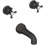 Newport Brass Astor Double Handle Wall Mounted Bathtub Faucet with Metal Cross Handles Flat Black