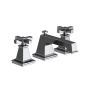 Newport Brass Malvina 1.2 GPM Widespread Bathroom Faucet with Pop-Up Drain Assembly with Cross Handles Midnight Chrome