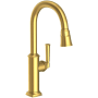 Newport Brass Zemora 1.8 GPM Single Hole Pull Down Kitchen Faucet Satin Brass - PVD