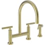 Newport Brass Muncy 1.8 GPM Widespread Bridge Kitchen Faucet - Includes Side Spray Uncoated Polished Brass - Living