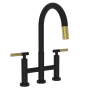 Newport Brass Muncy 1.8 GPM Widespread Bridge Pull Down Kitchen Faucet Flat Black X Satin Brass (PVD)