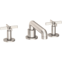 Newport Brass Tolmin 1.2 GPM Widespread Bathroom Faucet with Cross Handles and Angled Spout Satin Nickel - PVD