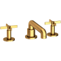 Newport Brass Tolmin 1.2 GPM Widespread Bathroom Faucet with Cross Handles and Angled Spout Satin Gold - PVD