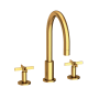 Newport Brass Tolmin 1.2 GPM Widespread Bathroom Faucet with Cross Handles Satin Gold (PVD)