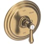Newport Brass Chesterfield Collection Single Handle Round Pressure Balanced Shower Trim Plate Only with Metal Lever Handle Antique Brass