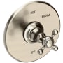 Newport Brass Victoria Collection Single Handle Round Pressure Balanced Shower Trim Plate Only with Metal Cross Handle Antique Nickel