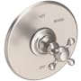 Newport Brass Victoria Collection Single Handle Round Pressure Balanced Shower Trim Plate Only with Metal Cross Handle Satin Nickel