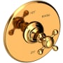 Newport Brass Victoria Collection Single Handle Round Pressure Balanced Shower Trim Plate Only with Metal Cross Handle Polished Gold (PVD)