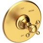Newport Brass Victoria Collection Single Handle Round Pressure Balanced Shower Trim Plate Only with Metal Cross Handle Satin Gold (PVD)