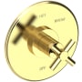 Newport Brass East Linear Collection Single Handle Round Pressure Balanced Shower Trim Plate Only with Metal Cross Handle Polished Brass Uncoated (Living)