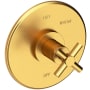 Newport Brass East Linear Collection Single Handle Round Pressure Balanced Shower Trim Plate Only with Metal Cross Handle Satin Gold (PVD)