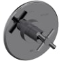 Newport Brass East Linear Collection Single Handle Round Pressure Balanced Shower Trim Plate Only with Metal Cross Handle Midnight Chrome