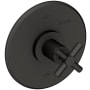 Newport Brass East Linear Collection Single Handle Round Pressure Balanced Shower Trim Plate Only with Metal Cross Handle Flat Black