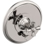 Newport Brass Aylesbury Single Function Pressure Balanced Valve Trim Only with Integrated Diverter and Metal Cross Handle Polished Nickel