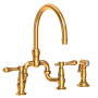 Newport Brass Chesterfield 1.8 GPM Widespread Bridge Kitchen Faucet - Includes Side Spray Aged Brass