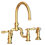 Newport Brass Chesterfield 1.8 GPM Widespread Bridge Kitchen Faucet - Includes Side Spray Polished Gold (PVD)