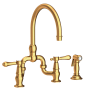Newport Brass Chesterfield 1.8 GPM Widespread Bridge Kitchen Faucet - Includes Side Spray Satin Gold (PVD)