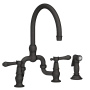 Newport Brass Chesterfield 1.8 GPM Widespread Bridge Kitchen Faucet - Includes Side Spray Flat Black
