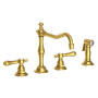 Newport Brass Chesterfield 1.8 GPM Widespread Kitchen Faucet - Includes Side Spray Satin Brass (PVD)