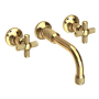 Newport Brass Clemens 1.2 GPM Wall Mounted Widespread Bathroom Faucet with Cross Handles Uncoated Polished Brass (Living)