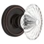 Nostalgic Warehouse Vintage Farmhouse Oval Egg Fluted Flower Crystal Passage Door Knob Set with Solid Brass Classic Rose Plate and 2-3/8" Backset Timeless Bronze