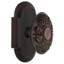 Nostalgic Warehouse Victorian Solid Brass Passage Door Knob Set with Cottage Style Plate and 2-3/8" Backset Timeless Bronze