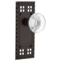 Nostalgic Warehouse Round Clear Crystal Solid Brass Passage Door Knob Set with Long Craftsman Plate and 2-3/8" Backset Timeless Bronze