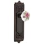 Nostalgic Warehouse Rose Porcelain Solid Brass Passage Door Knob Set with Egg and Dart Rose and 2-3/8" Backset Timeless Bronze