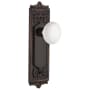 Nostalgic Warehouse White Porcelain Solid Brass Passage Door Knob Set with Egg and Dart Rose and 2-3/8" Backset Timeless Bronze