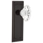 Nostalgic Warehouse Vintage Chateau Fluted Crystal Passage Door Knob Set with Solid Brass Mission Style Backplate and 2-3/8" Backset Timeless Bronze