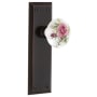 Nostalgic Warehouse Rose Porcelain Solid Brass Passage Door Knob Set with New York Rose and 2-3/8" Backset Timeless Bronze