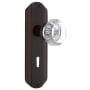 Nostalgic Warehouse Vintage Luxe Waldorf Lead Crystal Octagon Passage Door Knob Set with Brass Art Deco Plate, Keyhole and 2-3/8" Backset Timeless Bronze