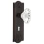 Nostalgic Warehouse Vintage Chateau Fluted Crystal Passage Door Knob Set with Solid Brass Meadows Botanical Back Plate, Keyhole and 2-3/8" Backset Timeless Bronze