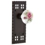 Nostalgic Warehouse Vintage Porcelain Painted Rose Single Dummy Door Knob with Forged Brass Long Craftsman Plate Timeless Bronze
