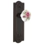 Nostalgic Warehouse Vintage Cottage Porcelain Painted Rose Single Dummy Door Knob with Solid Brass Meadows Rose Timeless Bronze