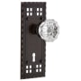Nostalgic Warehouse Vintage Crystal Single Dummy Door Knob with Solid Brass Long Craftsman Plate and Keyhole Timeless Bronze