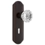 Nostalgic Warehouse Vintage Fluted Crystal Single Dummy Door Knob with Art Deco Plate and Keyhole Timeless Bronze