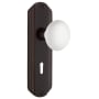 Nostalgic Warehouse Vintage White Porcelain Single Dummy Door Knob with Brass Art Deco Plate and Keyhole Timeless Bronze