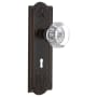 Nostalgic Warehouse Vintage Waldorf Gem Cut Octagon Crystal Single Dummy Door Knob with Solid Brass Meadows Rose and Keyhole Timeless Bronze