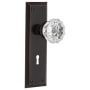 Nostalgic Warehouse Crystal Solid Brass Single Dummy Door Knob with New York Rose and Keyhole Timeless Bronze