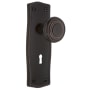 Nostalgic Warehouse Deco Solid Brass Single Dummy Door Knob with Prairie Rose and Keyhole Timeless Bronze