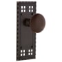 Nostalgic Warehouse Brown Porcelain Solid Brass Dummy Door Knob Set with Long Craftsman Plate Timeless Bronze