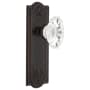 Nostalgic Warehouse Vintage Chateau Fluted Crystal Dummy Door Knob Set with Solid Brass Meadows Botanical Back Plate Timeless Bronze
