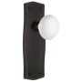 Nostalgic Warehouse Vintage Farmhouse White Porcelain Dummy Door Knob Set with Solid Brass Backplate Timeless Bronze