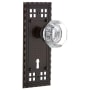 Nostalgic Warehouse Vintage Luxe Waldorf Lead Crystal Octagon Dummy Door Knob Set with Forged Brass Long Craftsman Plate and Keyhole Timeless Bronze