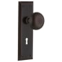 Nostalgic Warehouse New York Solid Brass Dummy Door Knob Set with Keyhole Timeless Bronze